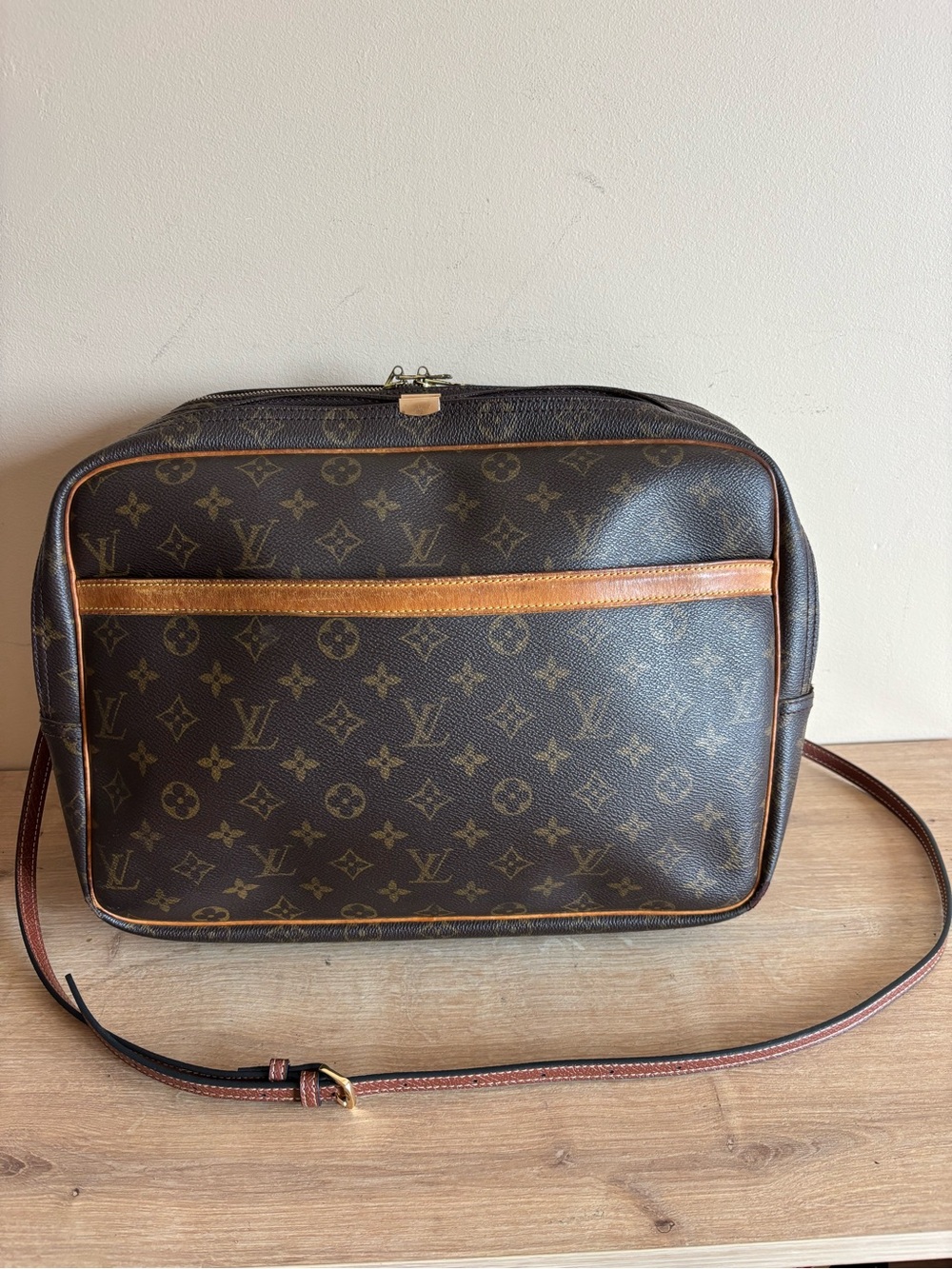 Louis Vuitton Monogram Messenger Bag in Dark Brown with Tan Trim